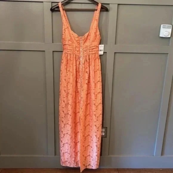 Free People Fresh as a Daisy Maxi Dress in Vintage Coral Size 2 New NWT - Picture 3 of 14